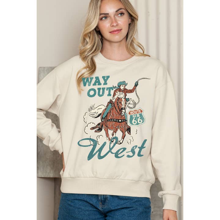 Amused by Blue - Wholesale Sweatshirt - Women's - Route 66 - Crewneck Sweatshirt