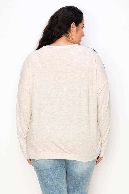 A.gain - Vendita all'ingrosso Top in maglia - Donna - 10764LP543 - TINTA UNITA PLUS SIZE CON MANICHE A CONTRASTO14