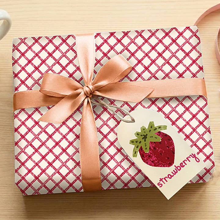 Slow Notes - Wholesale Flat Wrap - Strawberries Double-Sided Wrapping Paper — 2 Colorways1