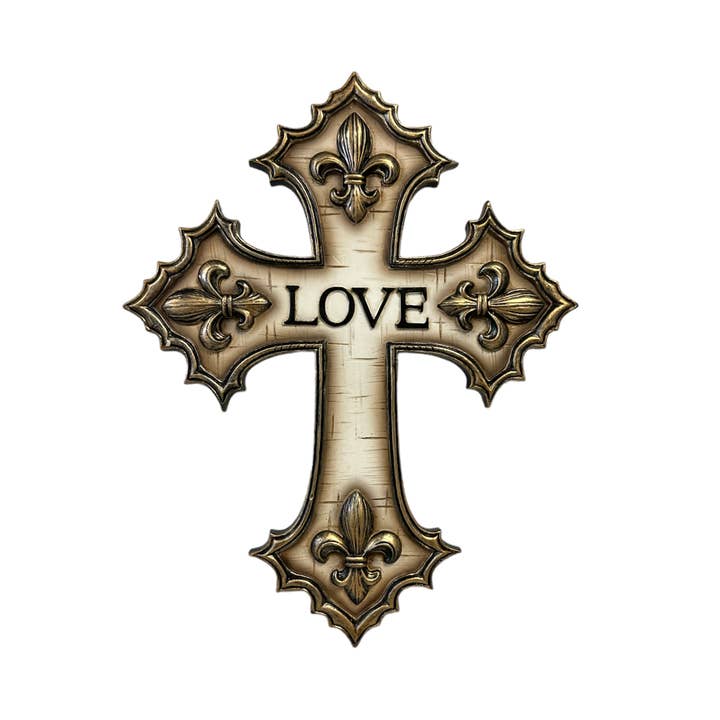 De Leon Collections - Wholesale Wall Cross - Cross Love Fleur De Lis 9"X0.5"X11.5", 1/12/case