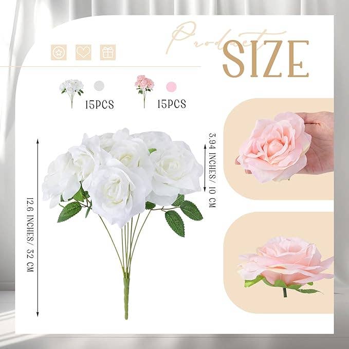 Crover - Wholesale Artificial Flowers - 18 Bunches Artificial Rose Bouquet1