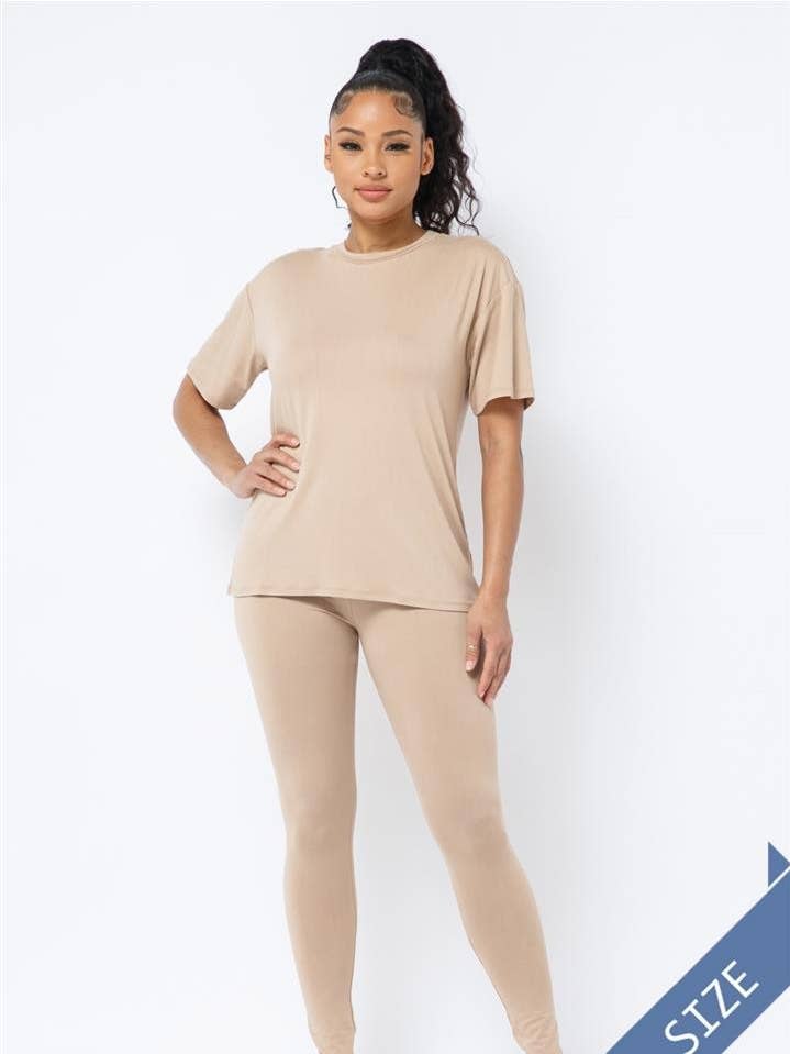 Solides Kurzarmshirt mit Legging-Set für den Großhandel von Boswell