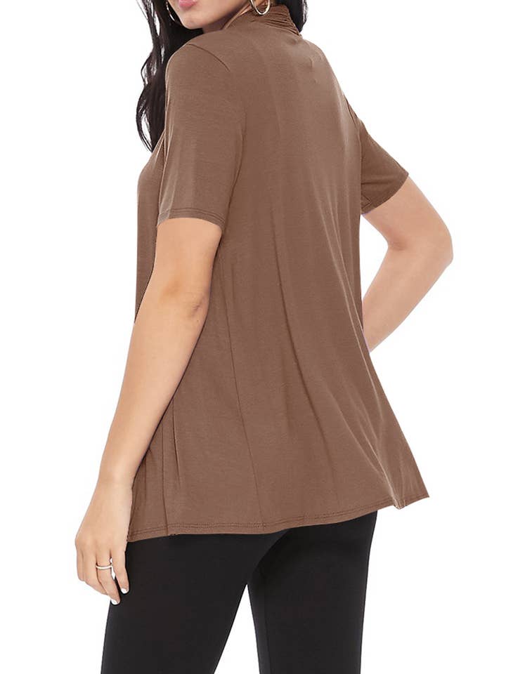 MOA COLLECTION - Wholesale Cardigan - Women's - Women's Casual Short Sleeve Draped Open Front Solid Cardigan46