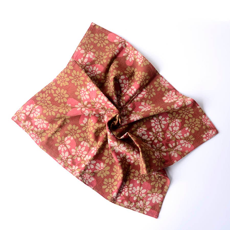 Ichcha - Wholesale Dinner & Cloth Napkin - Block Print Napkins in Terracotta (Set of 4) - Forget Me Not6