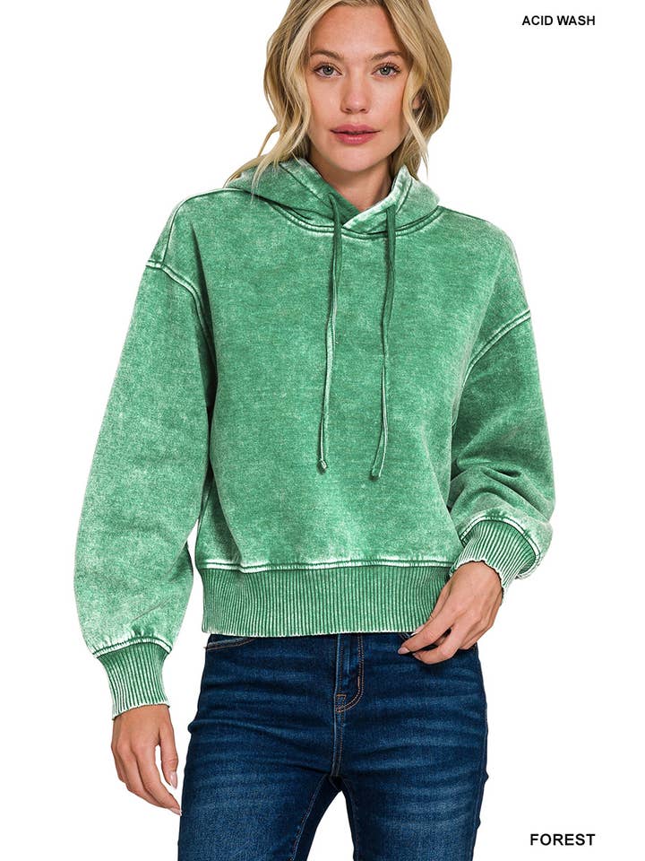 Vanilla Monkey - Venta al por mayor Sudadera con capucha - Mujer - Sudadera con capucha corta de forro polar Acid Wash