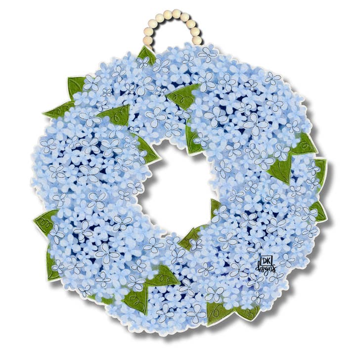 Hydrangea Wreath Door Hanger for wholesale by DK Designs Georgia