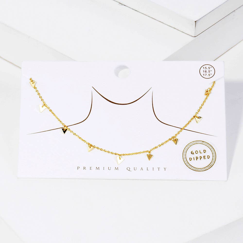 Sensibling Corp. - Wholesale Link & Chain Necklace -  Gold Dipped Metal Triangle Station Necklace1