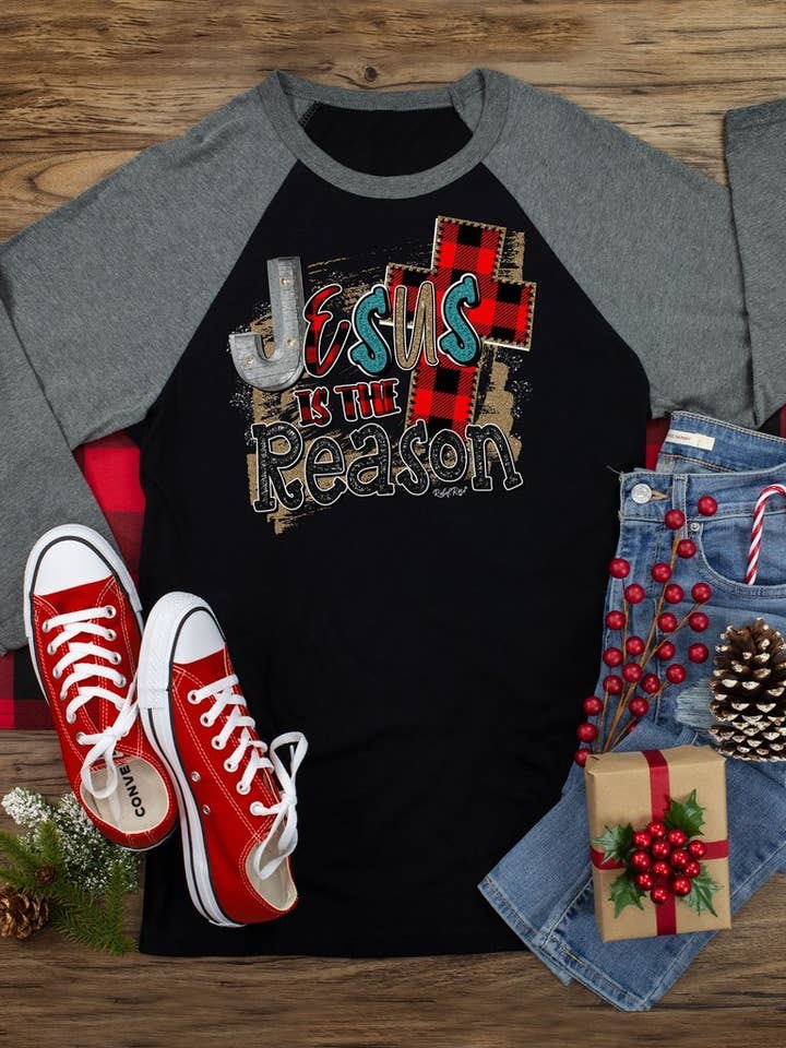 Rebel Rose – wholesale T-shirts med screentryck – Dam – Jesus är anledningen till Raglan0
