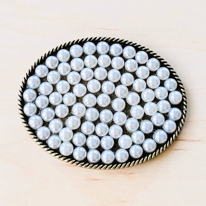 Pearls & Rope Antique-Tone Belt Buckle 908i for wholesale by The Jewelry Junkie