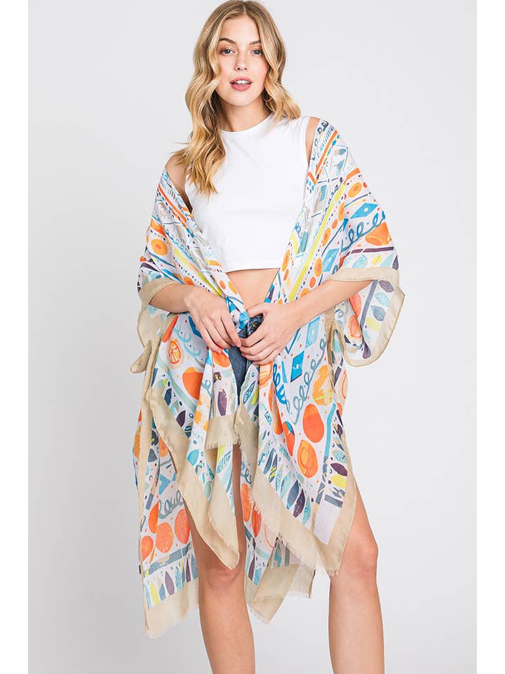 Hana - Vendita all'ingrosso Kimono - Donna - Kimono estivo con stampa geometrica boho ad acquerello1