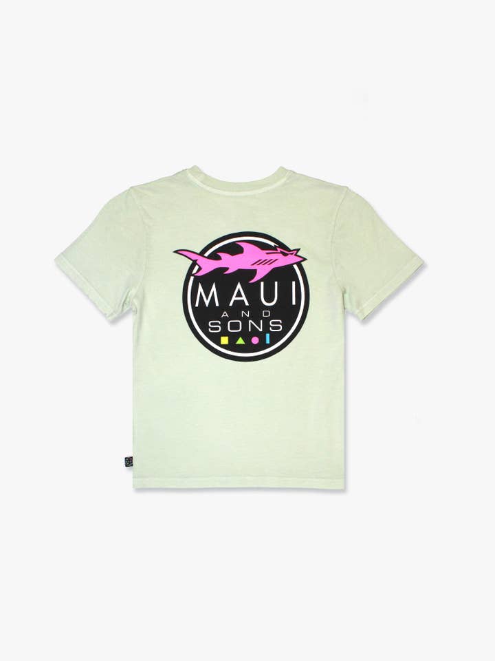 Kids Shark Logo T-Shirt in Sage for wholesale by Maui and Sons