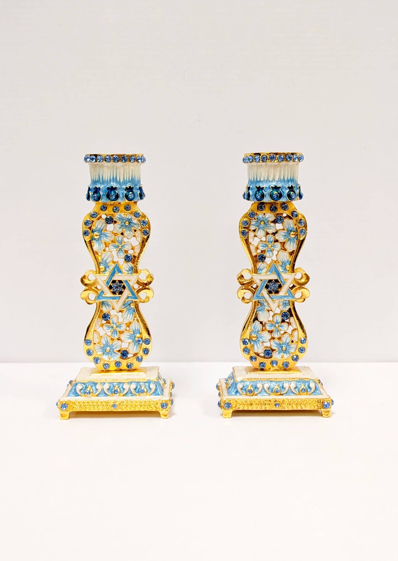 Collection by Nouvelle – wholesale Candle holder – Shabbat Flower and Star of David Design Candle Holder Set0