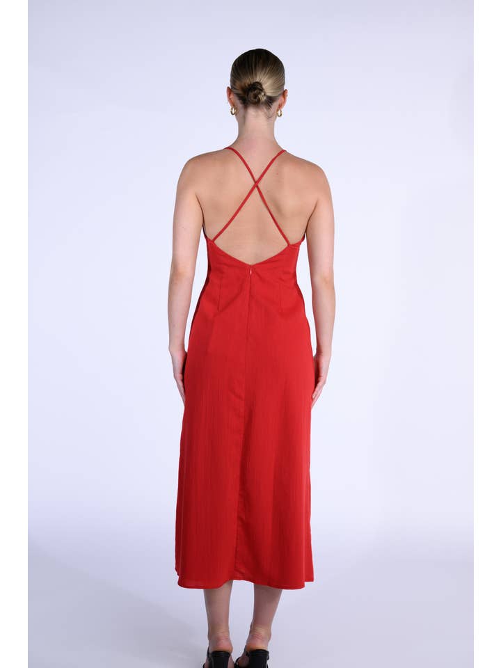 Luvalot Clothing – wholesale Klänning - Dam – 125643 MIDIKLÄNNING MED ÖPPEN RYGG MED KNYTBAND