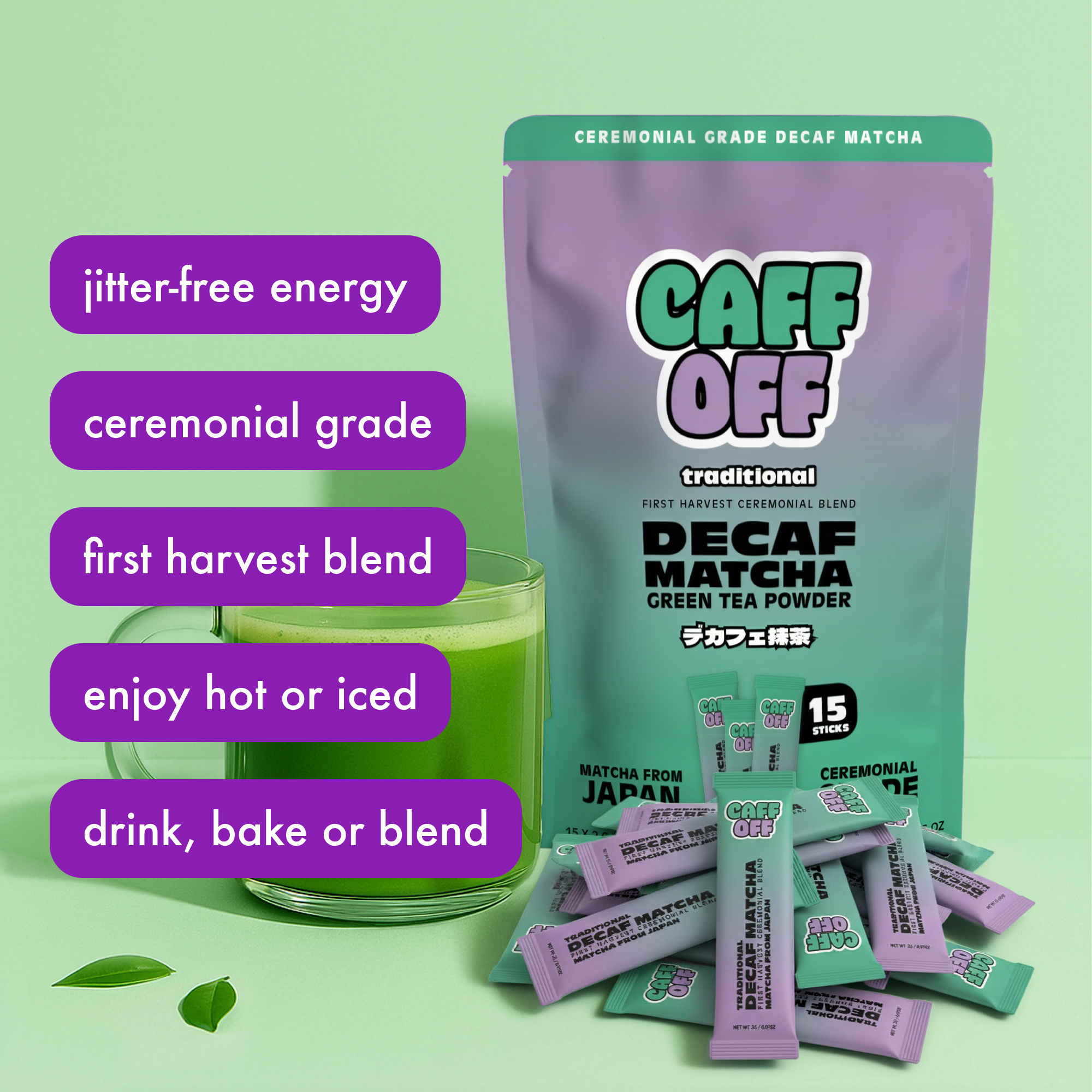 Caff Off - Wholesale Health/Detox Tea - Traditional Decaf Matcha Sticks2