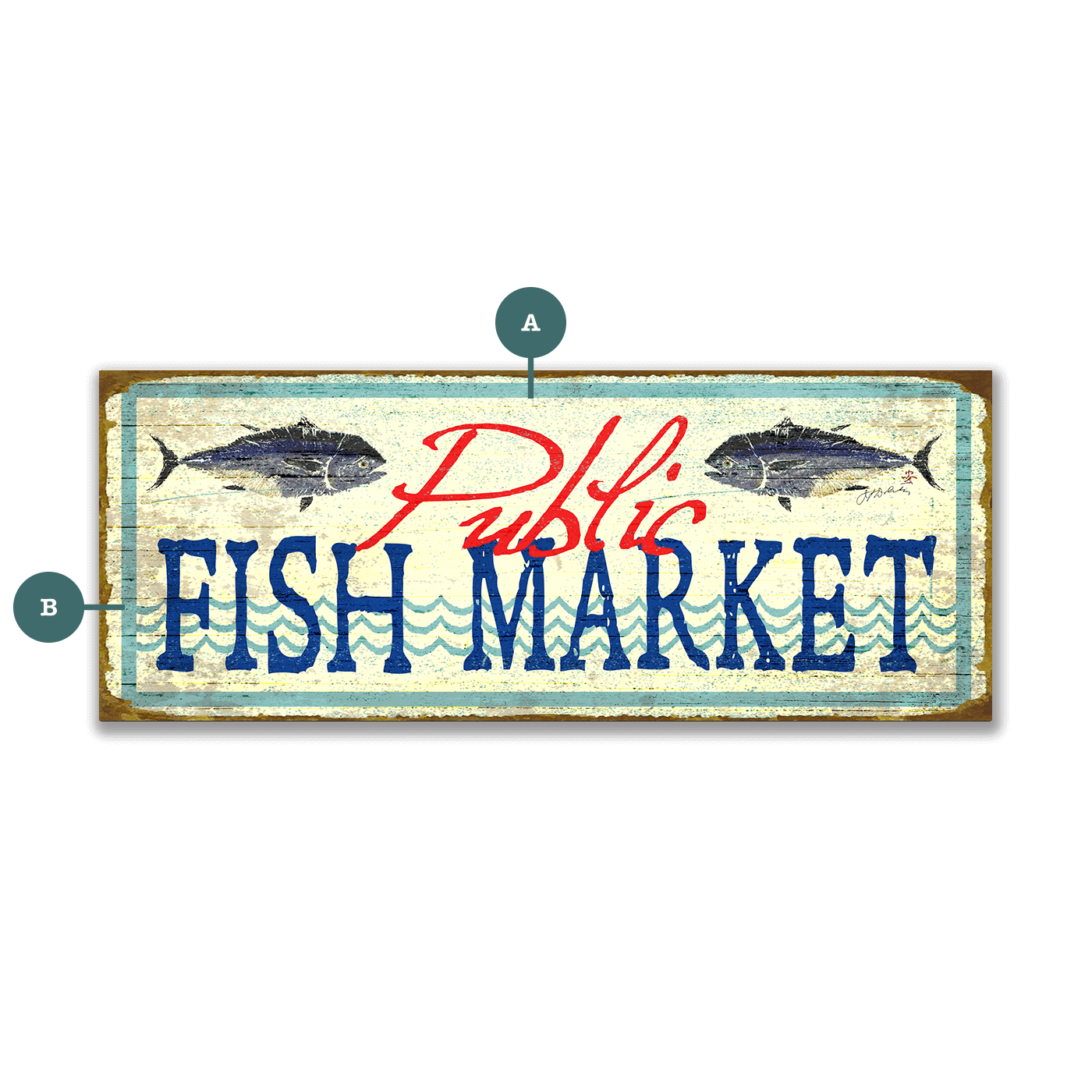 Old Wood Signs - Wholesale Sign - Public Fish Market - Wood & Metal Wall Art4
