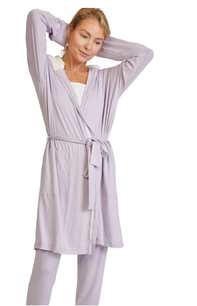 Pure Fiber - Wholesale Robe - Women's - Hooded Jersey Robe & Pants Set – Soft Bamboo Loungewear2