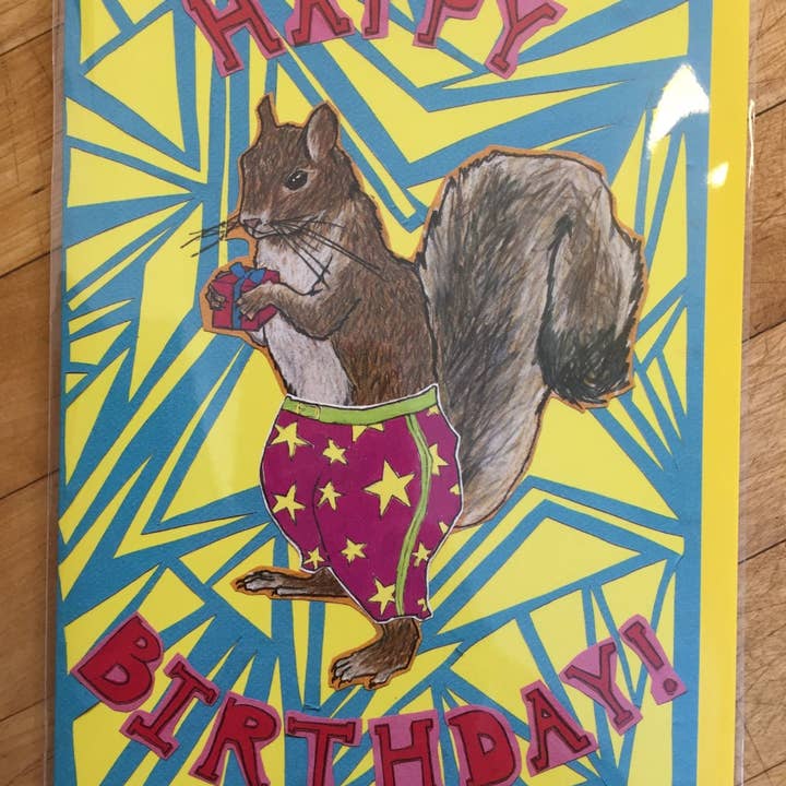 Sunde White Industries - Wholesale Birthday Card - Party Pants Squirrel Birthday Card2