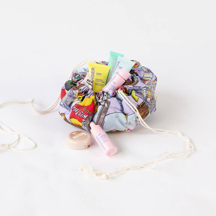 Big Bite Studios - Wholesale Makeup/Cosmetic Bag - HAPPY POUCH CLUB — FLATLAY DRAW STRING MAKEUP BAG 2