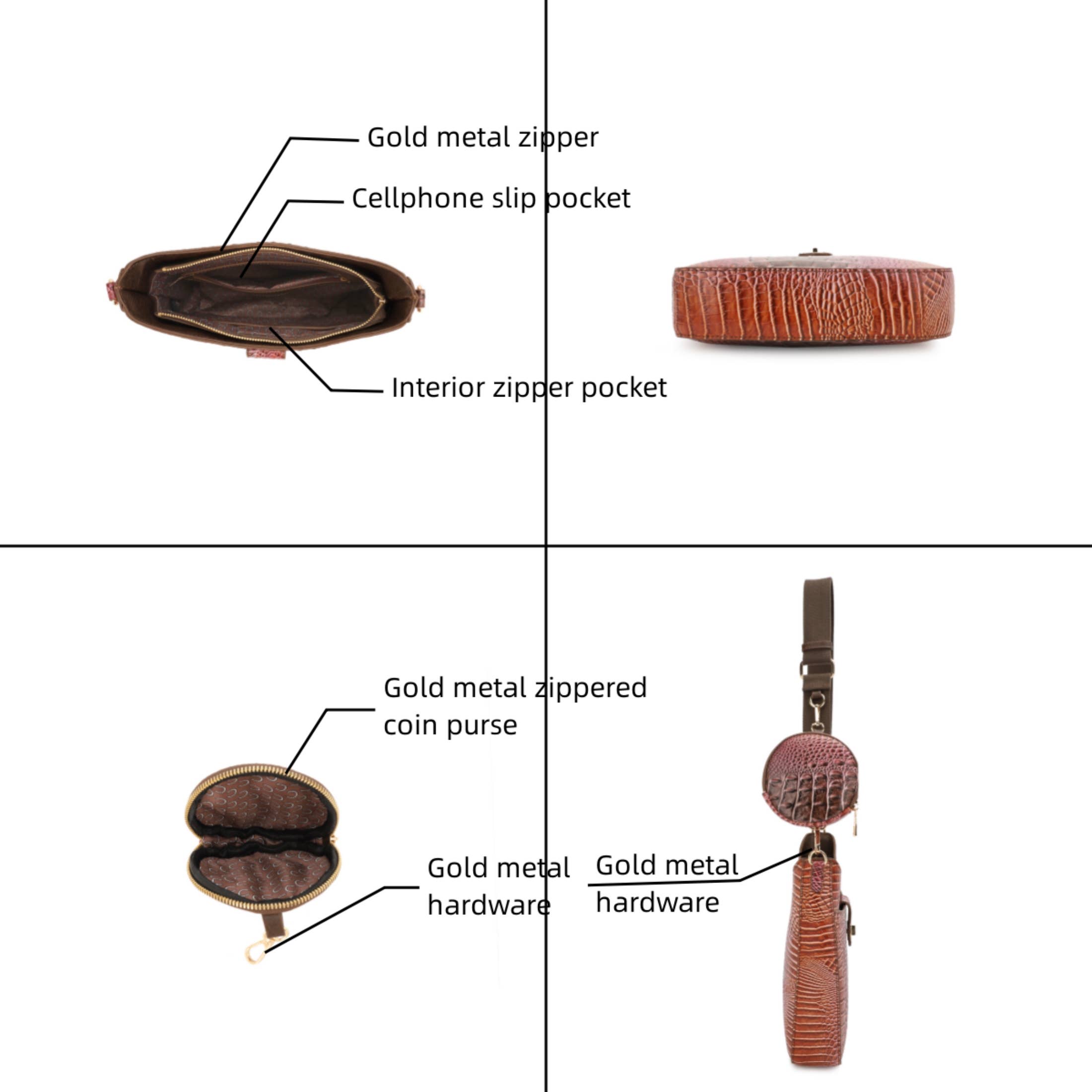 KAYLA+AVA - Vente Sac à bandoulière – femme - Sac bandoulière Zoe en croco embossé ombré avec porte-monnaie détachable7