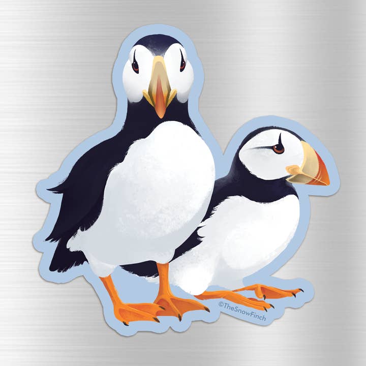 Horned Puffin Pair Wildlife Magnet for wholesale by The Snow Finch