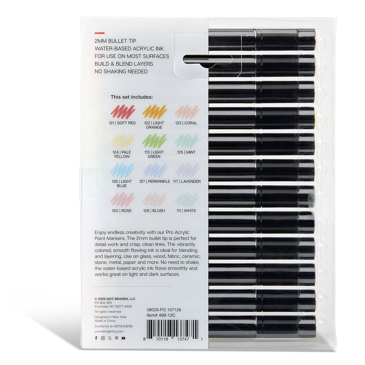 KINGART - Wholesale Marker - Acrylic Paint Markers - 12 Pastel Colors11