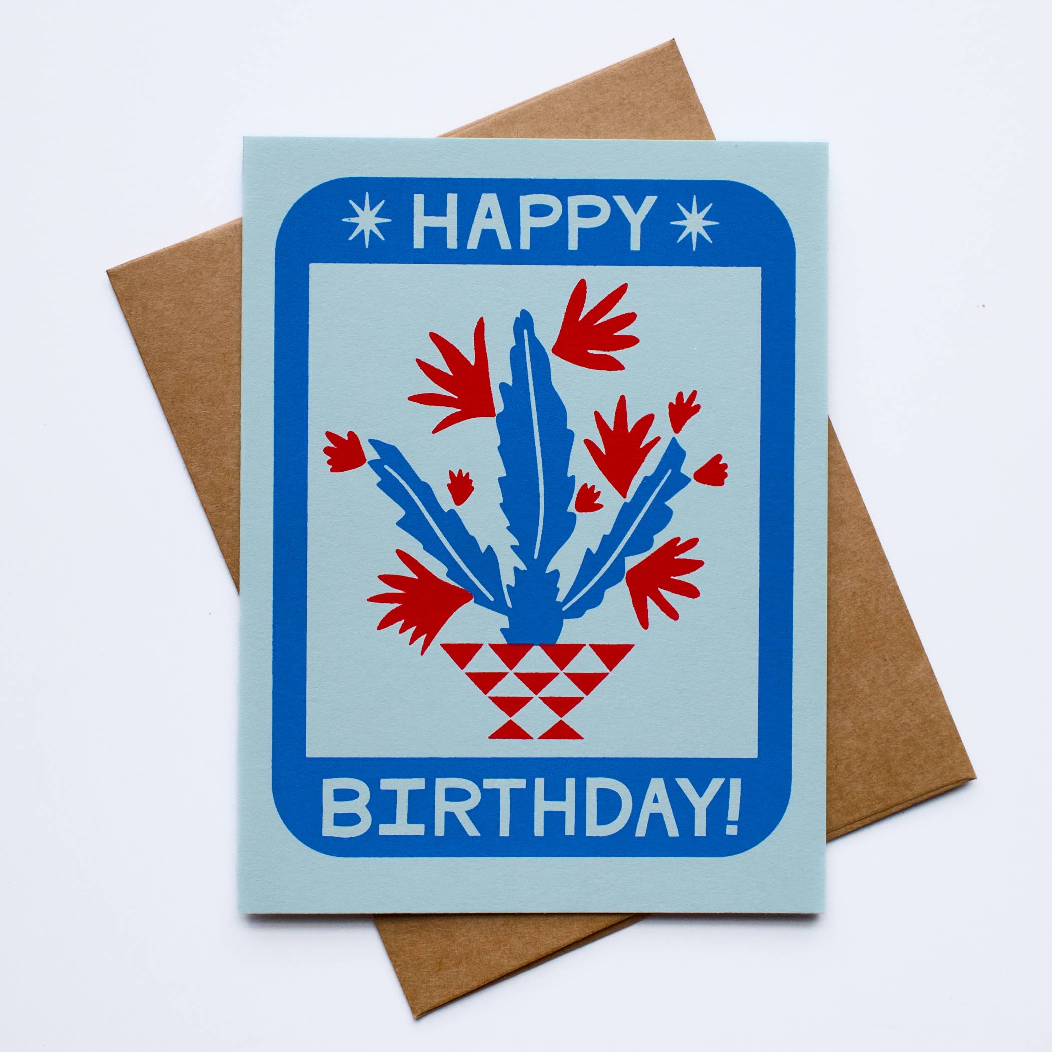 Lex MB Studio - Wholesale Birthday Card - Hand Printed Cactus Birthday Card0