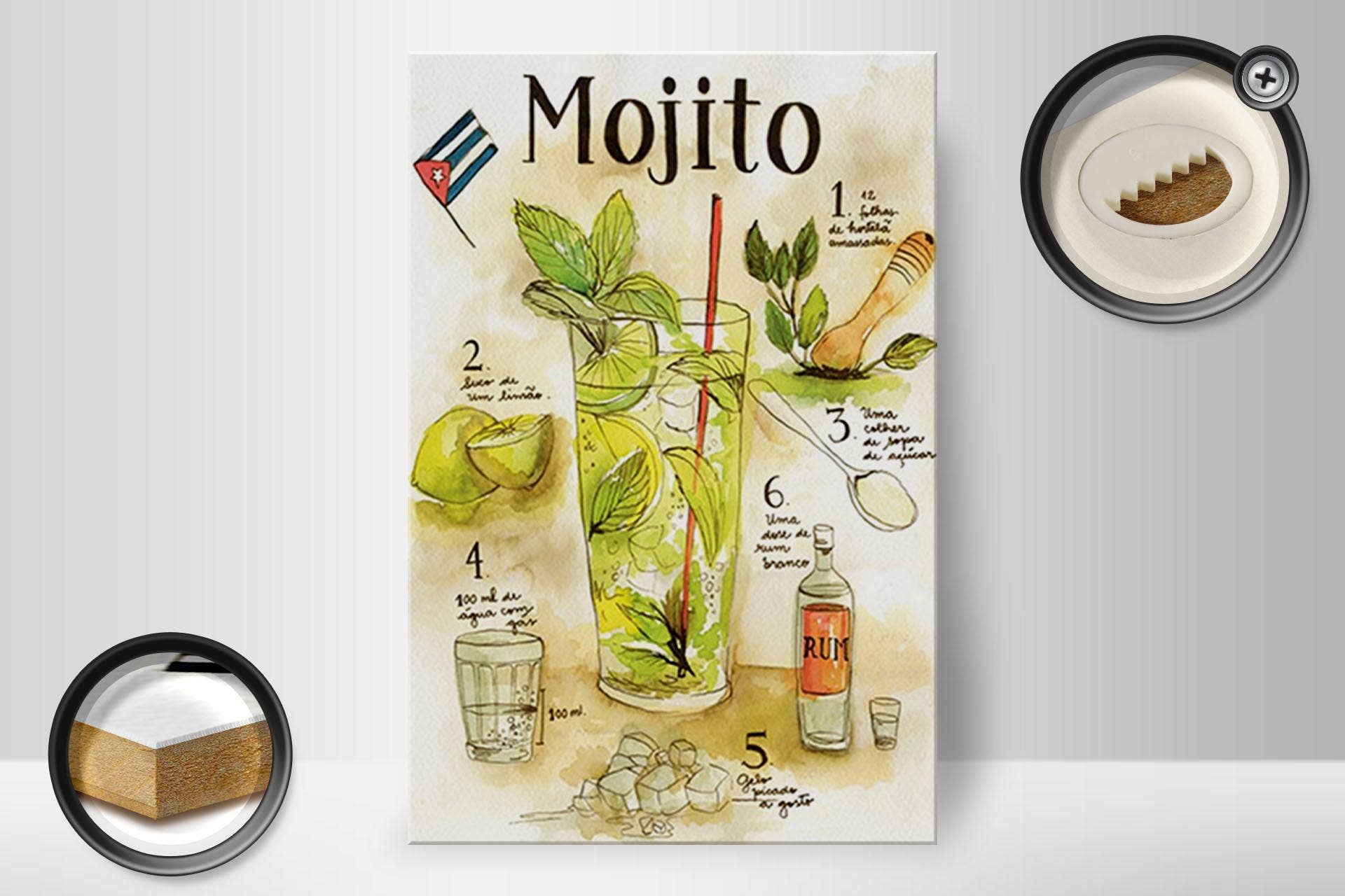 Femer – wholesale Sign – Wooden sign recipe 20x30 cm Mojito rum suco de limão Agua decorative sign wooden sign1