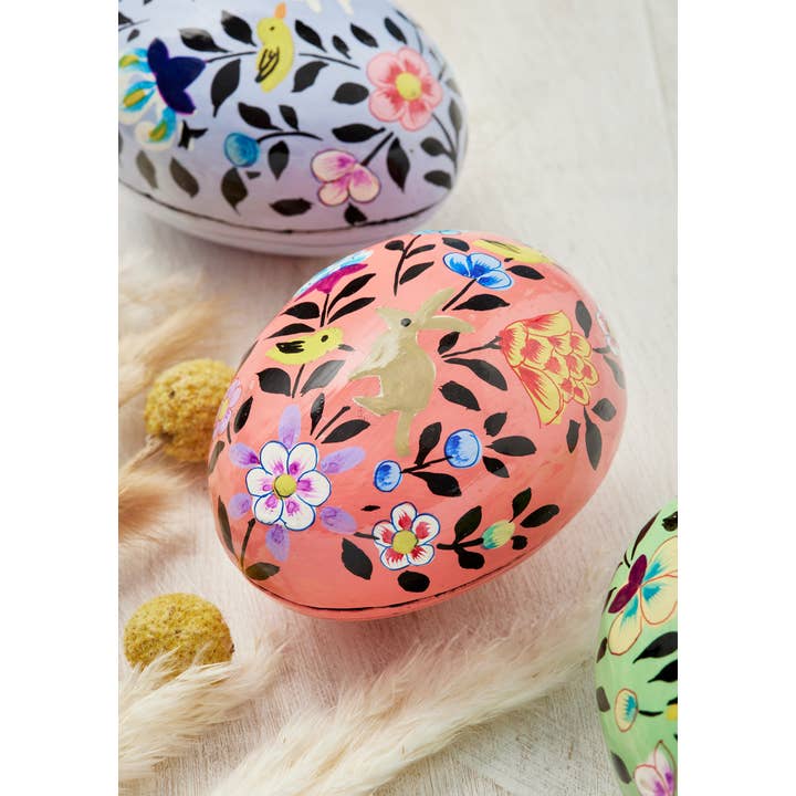 Namaste - Wholesale Decorative box - Kashmiri Bunny&Chick Hand Painted Egg Gift Box2