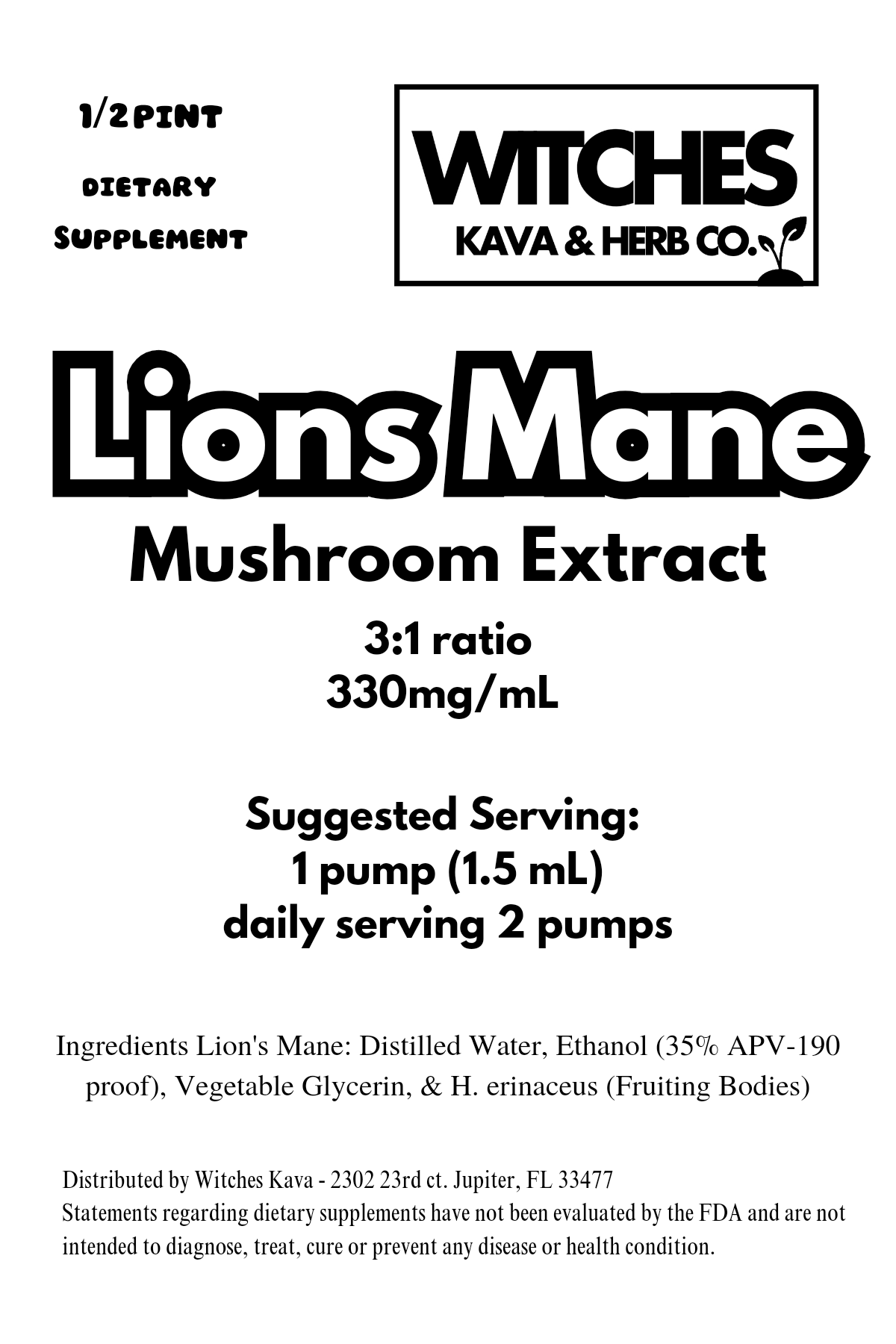 Witches Kava - Wholesale Oral Supplement/Vitamin - Lions Mane Liquid Extract1