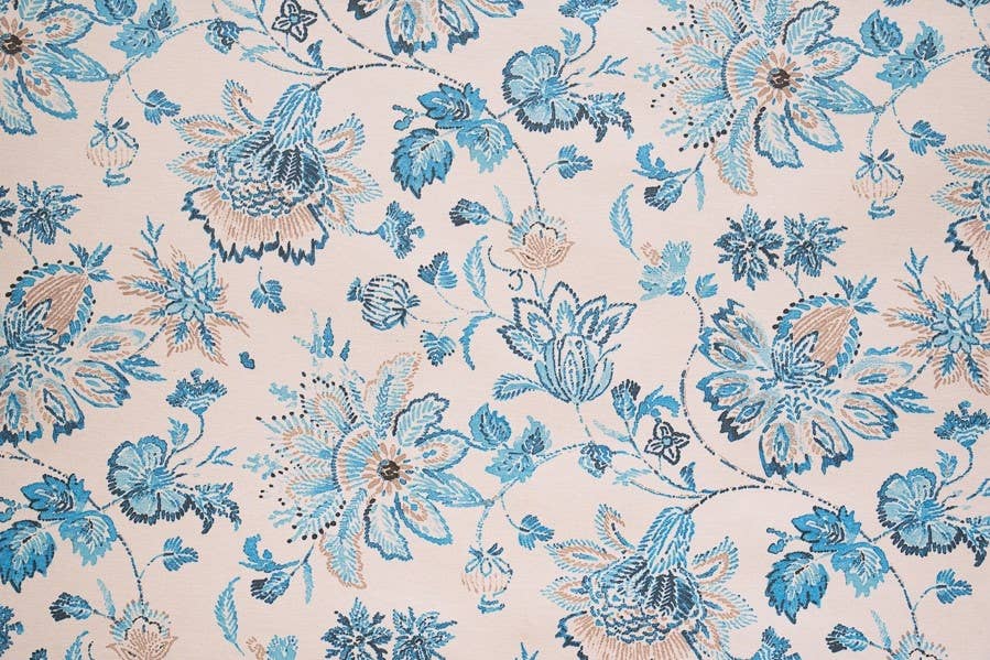 Vidal Tecidos – Großhandel Wandteppich/-tuch – Blauer Garten beschichteter Stoff0