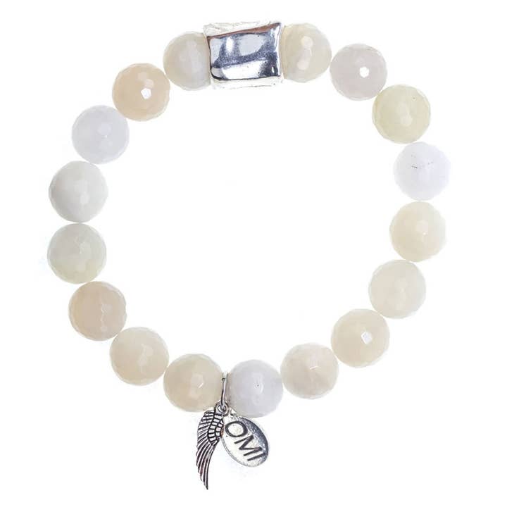 New Jade Stone Pulseira Facetada com Tubo Prata - 10mm-wholesale por atacado de omibeads