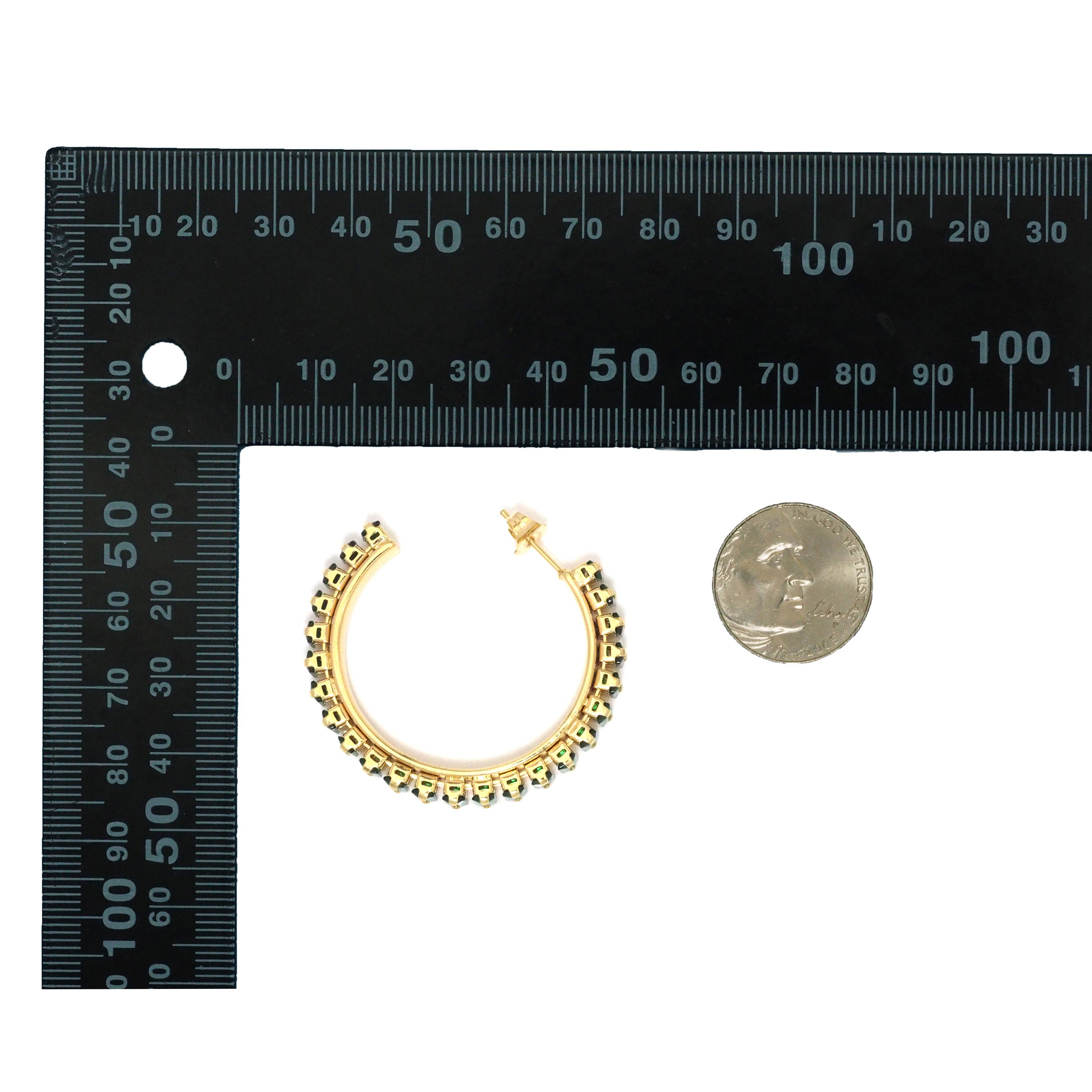 BestBeads&Beyond – wholesale Hoop earrings – Colorful Baguette CZ Hoop Earring, Sku#LX2062