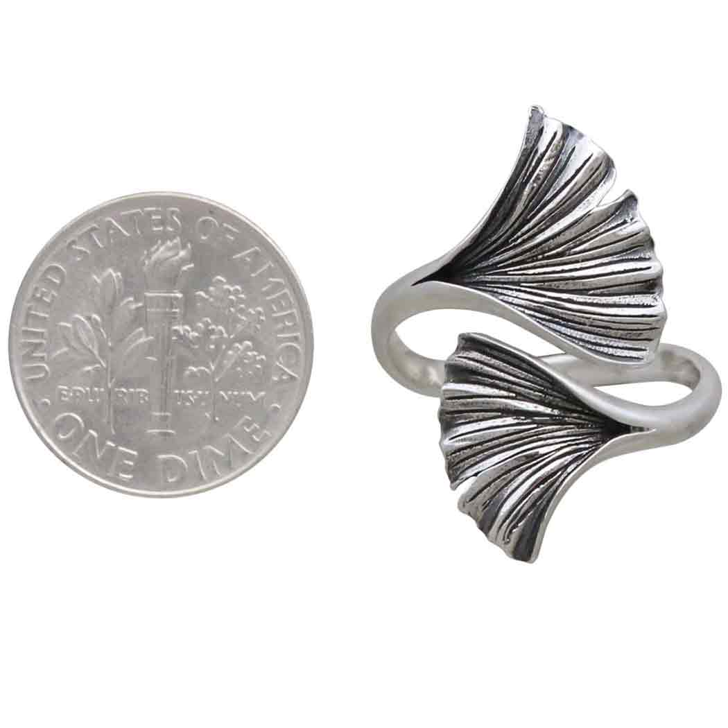 Nina Designs - Wholesale Cocktail/Statement Ring - Sterling Silver or Bronze Adjustable Ginkgo Leaf Ring6