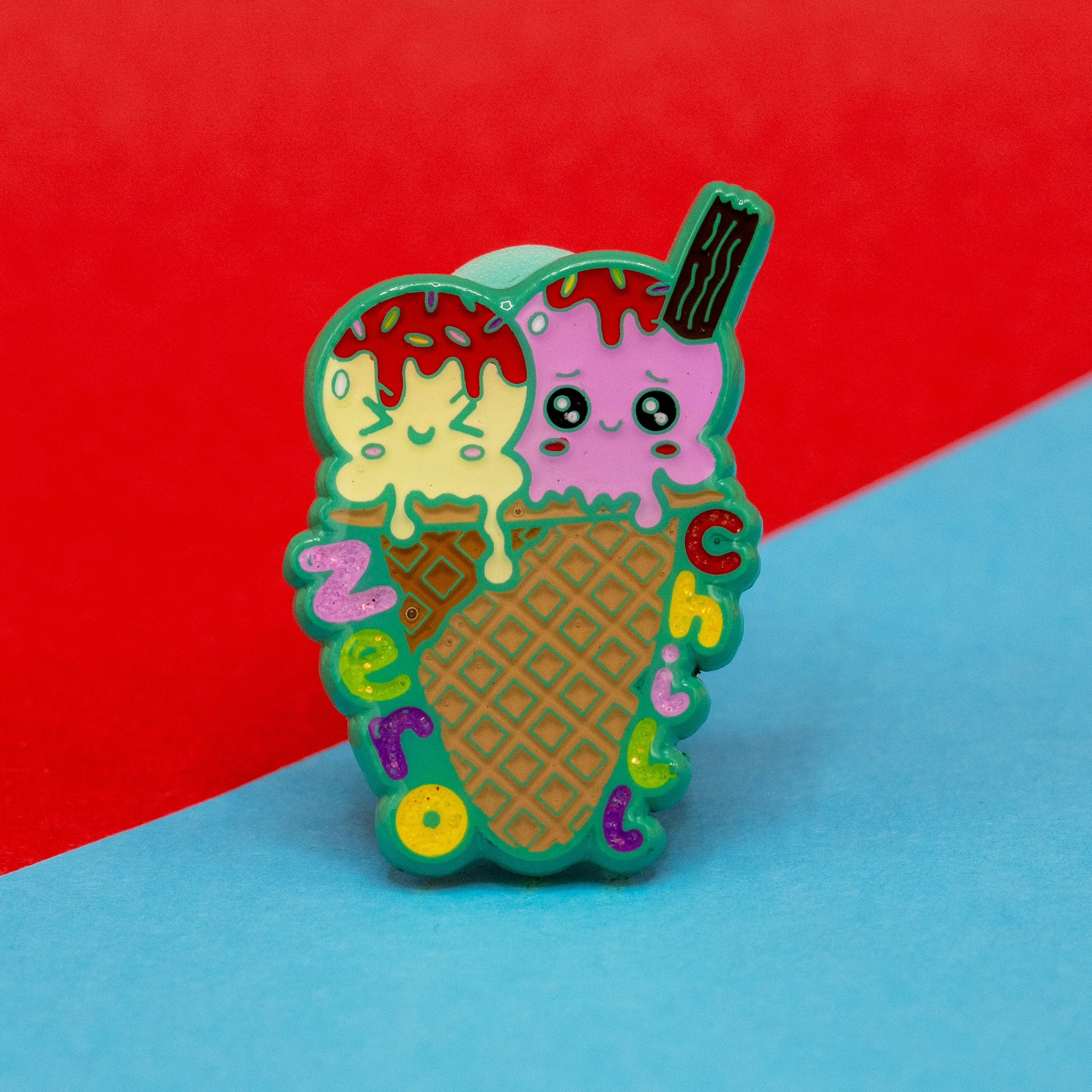 Innabox Ltd – wholesale Lapel pin/button – Zero Chill Ice-Cream Cone Glittery Enamel Pin0