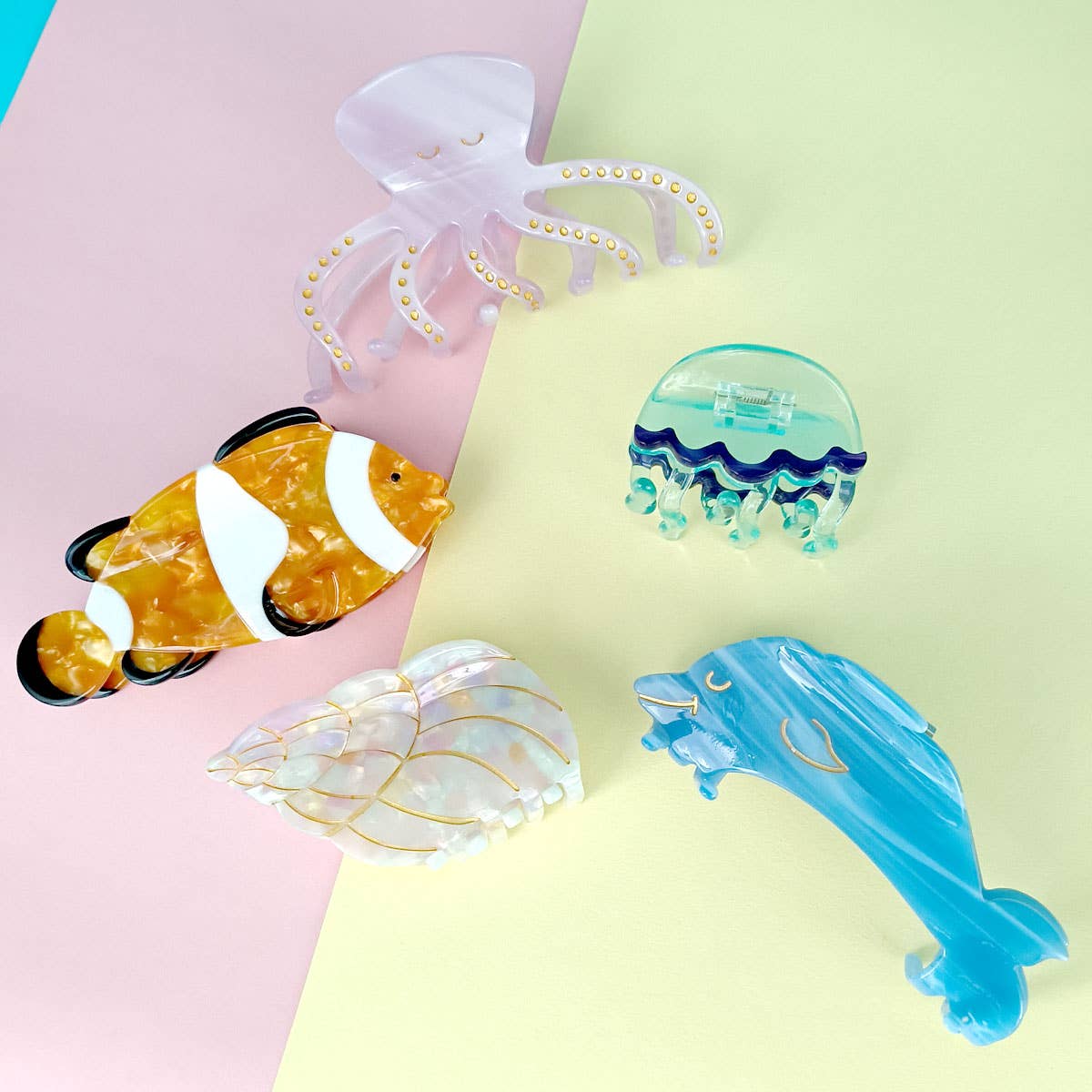ACCITY - Wholesale Hair Clip - Women's - OCEAN BEACH FISH SEASHELL ACRYLIC HAIR CLAW CLIPS _CWAHA055213