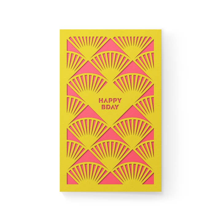 Dear Beni - Wholesale Birthday Card - Happy Bday Sunburst Mini Layered Card