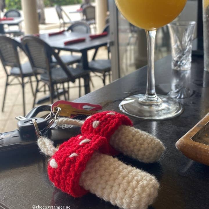 The Cozy Tangerine - Wholesale Keychain – Women's - Mushroom Keychain | Crochet Lighter & Chapstick Holder16