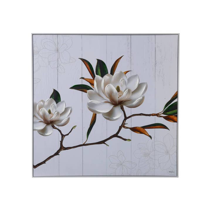 Magnolia 100x100cm Framed Canvas 30% Touch Up by Kelly Lane for wholesale by Cubby House by Malmar