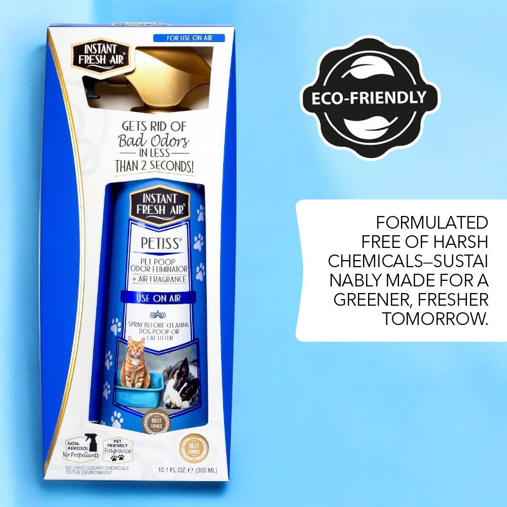 Instant Fresh Air - Wholesale Pet Deodorizing Spray - Petiss 10.1 Oz., Pet Poop Odor Eliminator + Air Fragrance.5