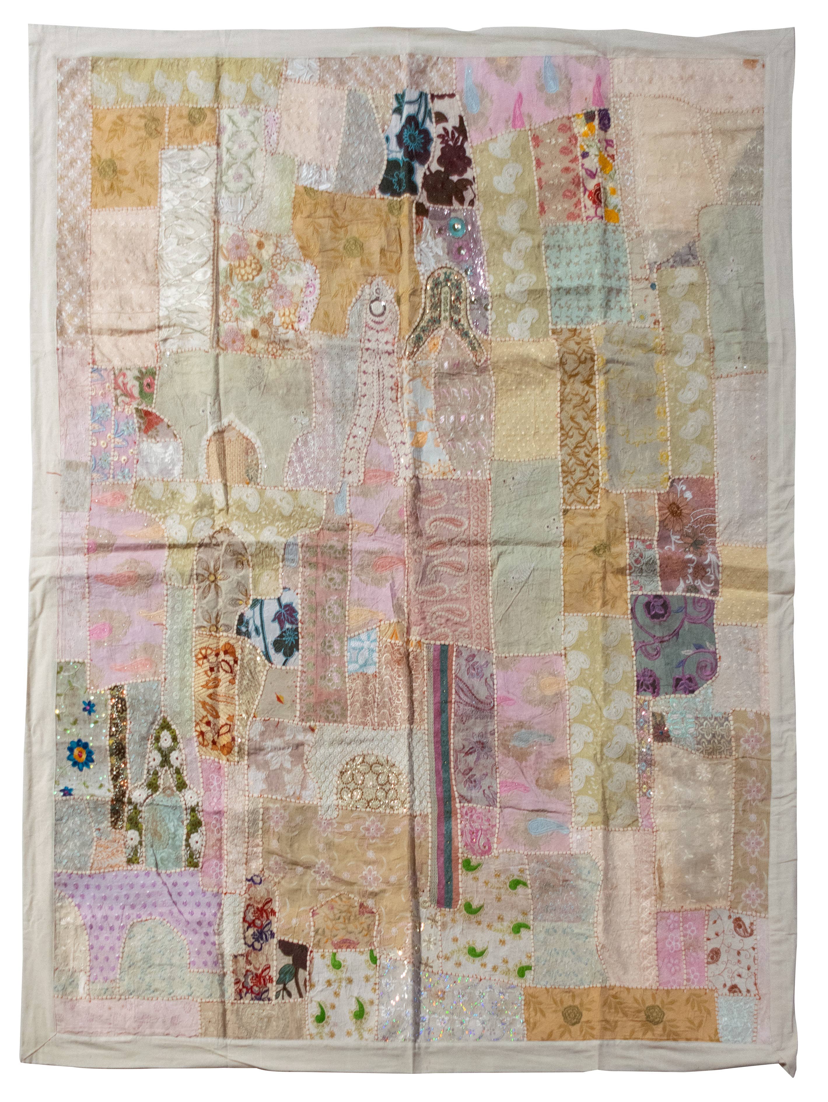 Vintage Addiction - Wholesale Quilt - One of A Kind Vintage Quilt/Bed Cover-Cream Trim3