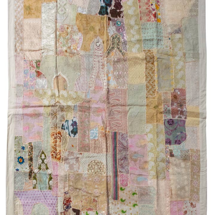 Vintage Addiction - Wholesale Quilt - One of A Kind Vintage Quilt/Bed Cover-Cream Trim3