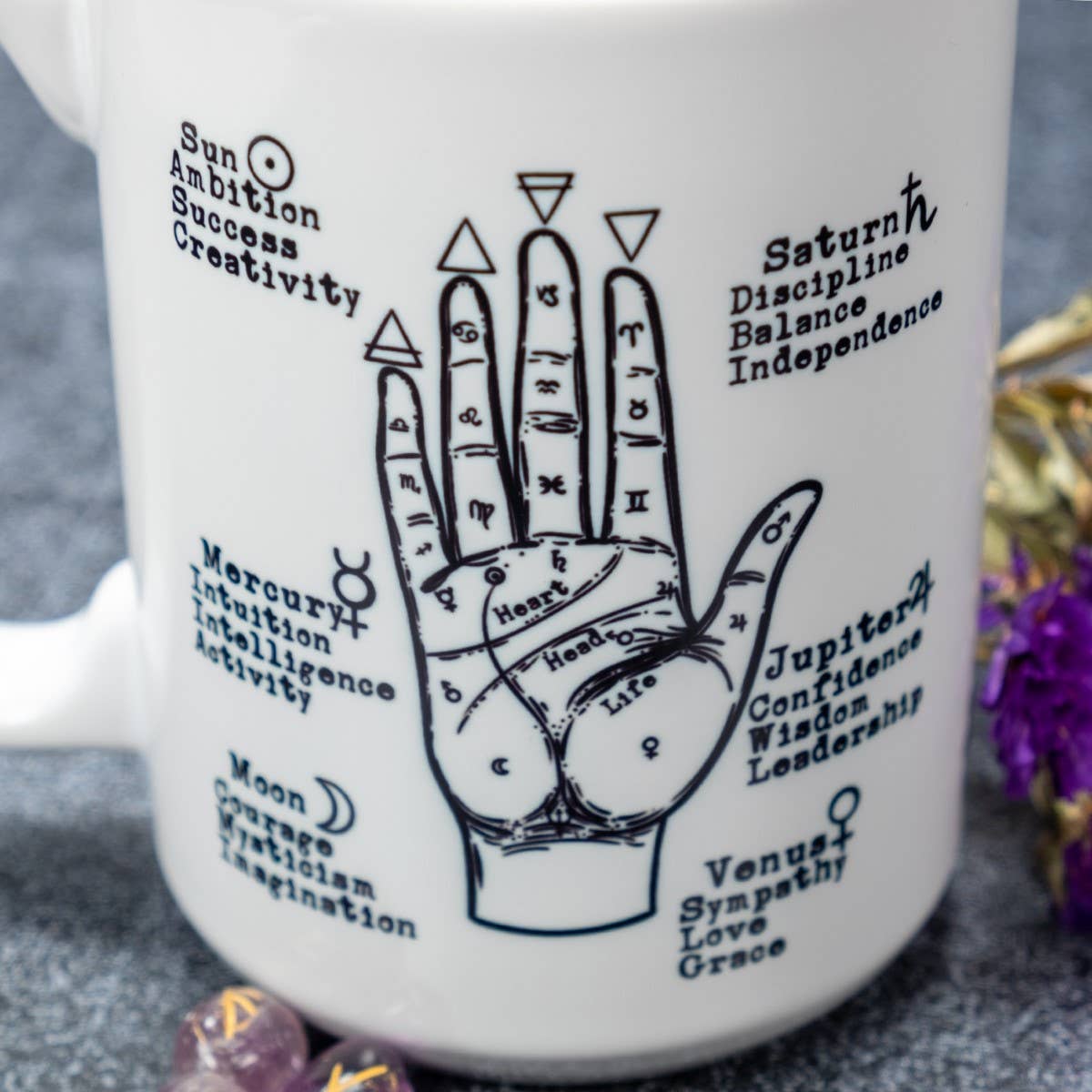 Phoenix Revolution Press - Wholesale Coffee Mug - Palmistry 15 Ounce Mug Witchcraft Ceramic Mug3