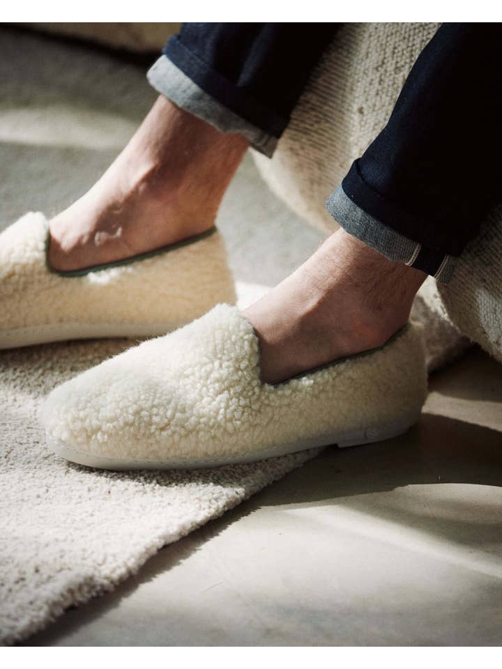 Angarde - Wholesale Slippers - Men's - Men's slipper in looped wool, sage white2