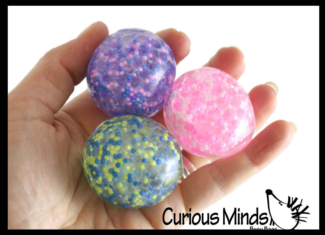 Curious Minds Toys - Wholesale Stress Relief Ball/Dough - 1 Pack of 3 Stress Balls -Small Amazing 1.5" Confetti Bead2
