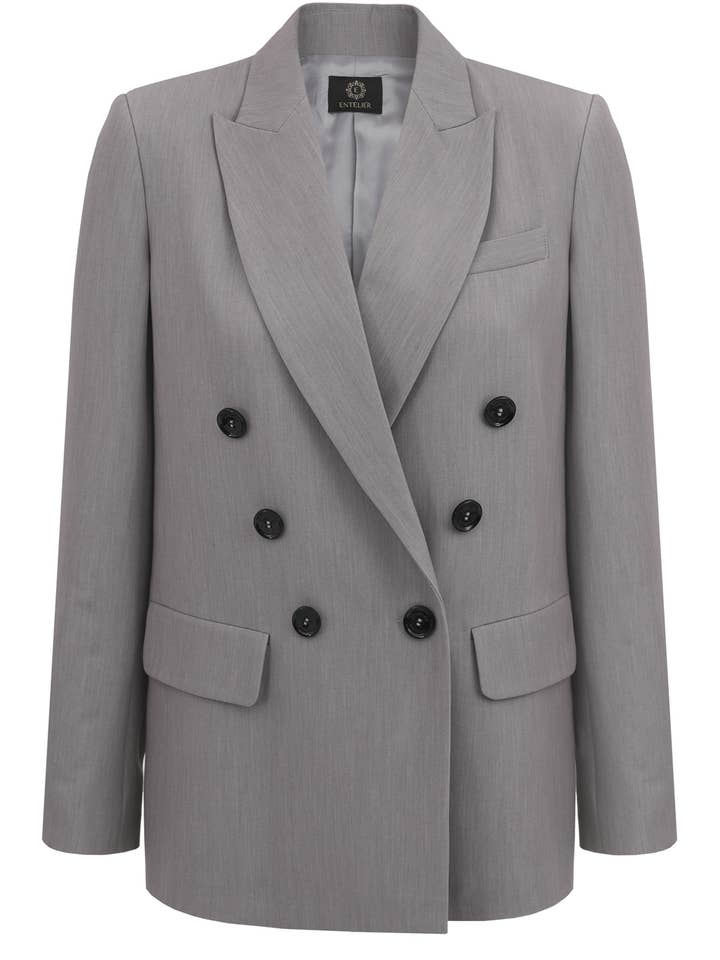 Giacca doppiopetto grigia per la vendita all'ingrosso da parte di Entelier