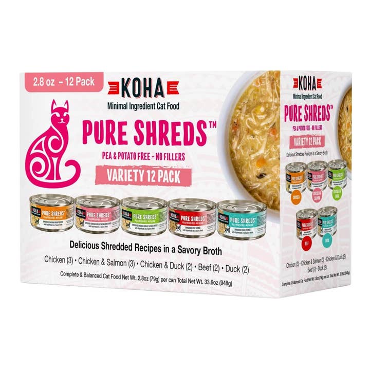 Petdropshipper - Wholesale Pet Food - Cat - Koha Cat Grain Free Shredded 2.8oz. Variety Pack (Case of 24)