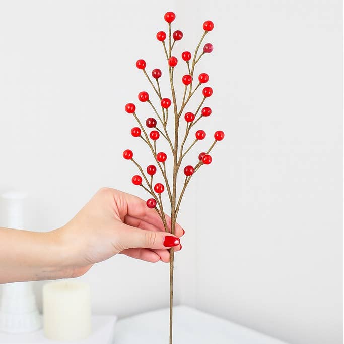 Factory Direct Craft - Wholesale Artificial Plant - 18" Weatherproof Artificial Outdoor Berry Stem -Select Color3