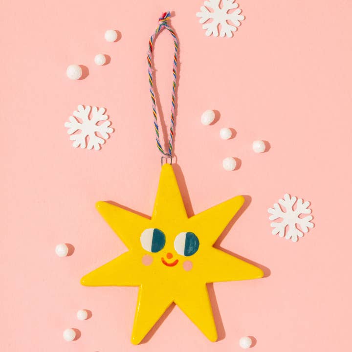 Big Shiny Star / Ceramic Hanging Ornaments for wholesale by Ana Seixas
