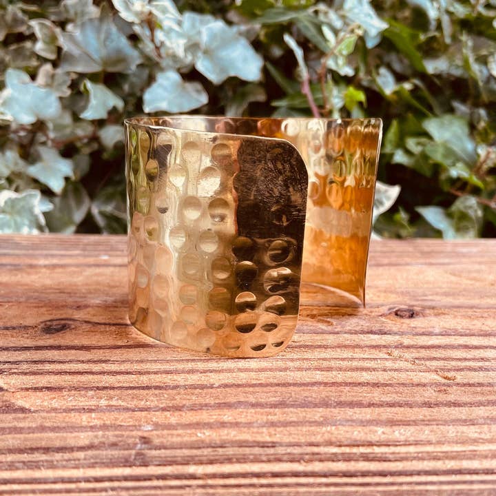 Kaali Boutique - Wholesale Cuff Bracelet - Large Hammered Bracelet Geometric Cuff Brass / Contemporary / Modern / Boho / Ethnic / Rustic / Bohemian / Hippie / Gypsy / Jewellery4