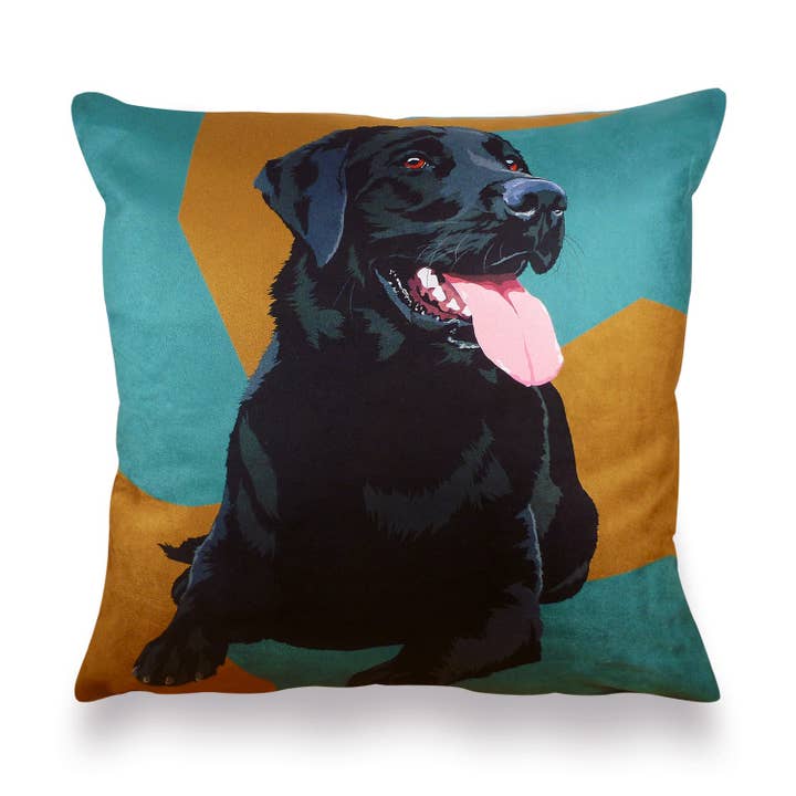 Black Labrador Cushion Cover for wholesale by Leslie Gerry